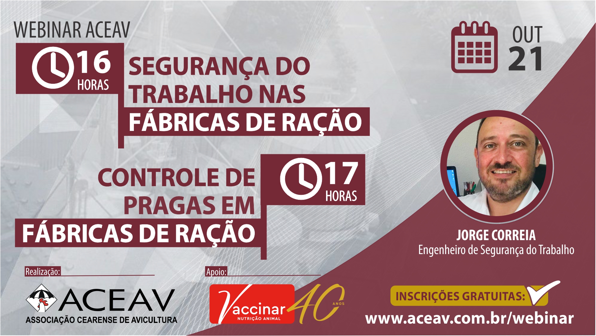 WEBINAR ACEAV: Segurança do Trabalho nas Fábricas de Ração | Controle de Pragas em Fábricas de Ração